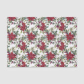 Elegante Waterverf Poinsettia Patroon Vakantie Tissuepapier (Voorkant)