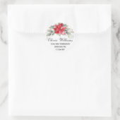 Elegante Waterverf Poinsettia Retouradreslabel Ronde Sticker (Tas)