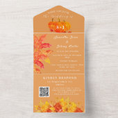 Elegante Waterverf Pompoen Bloemen Bruiloft RSVP All In One Uitnodiging (Binnen)