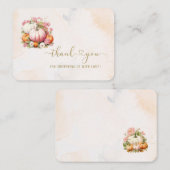 Elegante Waterverf Pompoen dank u baby shower Notitiekaartje (Voorkant / Achterkant)