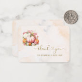 Elegante Waterverf Pompoen dank u baby shower Notitiekaartje (Voorkant / Achterkant in situ)