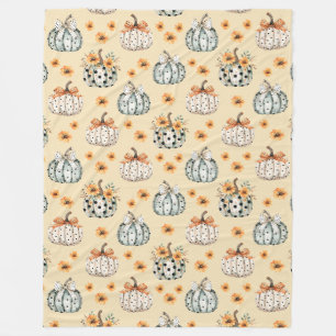 Elegante waterverf pompoen en bloemen fleece deken