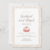 Elegante Waterverf Pompoen Thanksgiving Uitnodigin Kaart (Voorkant)