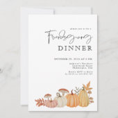 Elegante Waterverf Pompoen Vriendsgiving Diner Kaart (Voorkant)