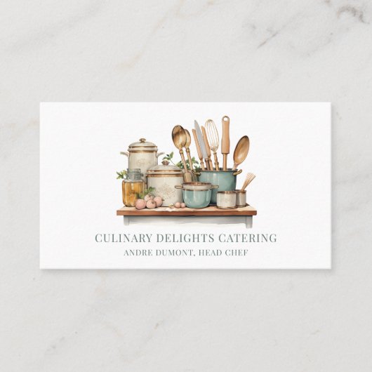 Elegante Waterverf potten gebruiksvoorwerpen chef  Visitekaartje (Voorkant)
