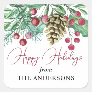 Elegante Waterverf Prettige feestdagen Vierkante Sticker