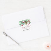 Elegante Waterverf Prettige feestdagen Vierkante Sticker (Envelop)