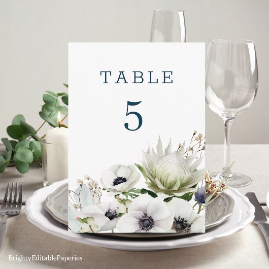 Elegante Waterverf Protea Tafelnummer Kaarten