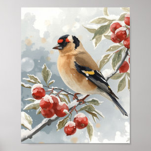 Elegante Waterverf Putter met Bevroren Rode Poster