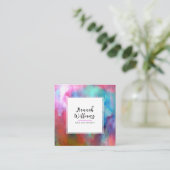 Elegante Waterverf QR Code Kleurrijke Patroon Mode Vierkante Visitekaartje (Staand voorkant)