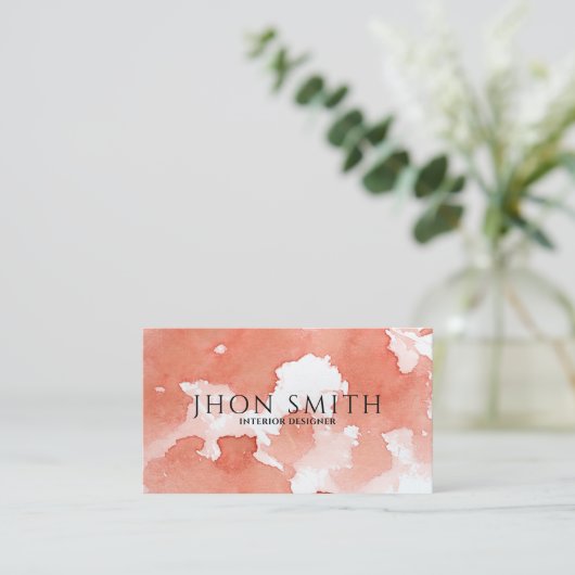 Elegante Waterverf QR Code Terracotta Abstract Visitekaartje (Staand voorkant)