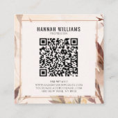 Elegante Waterverf QR Code Terracotta Floral Vierkante Visitekaartje (Achterkant)