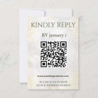 Elegante waterverf QR-code trouw-RSVD kaart