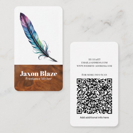 Elegante Waterverf Quill Pen Freelance schrijver Visitekaartje (Voorkant / Achterkant)