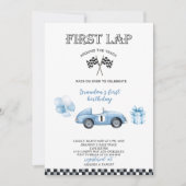 Elegante Waterverf Race Car eerste verjaardagsfees Kaart (Voorkant)