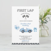 Elegante Waterverf Race Car eerste verjaardagsfees Kaart (Staand voorkant)