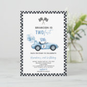 Elegante waterverf raceauto 2e verjaardagsfeestje kaart (Staand voorkant)