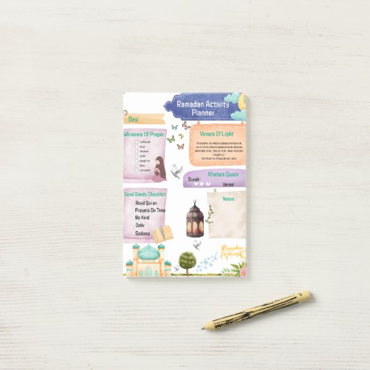 Elegante Waterverf Ramadan activiteitenplanner Post-it® Notes (Op bureau)