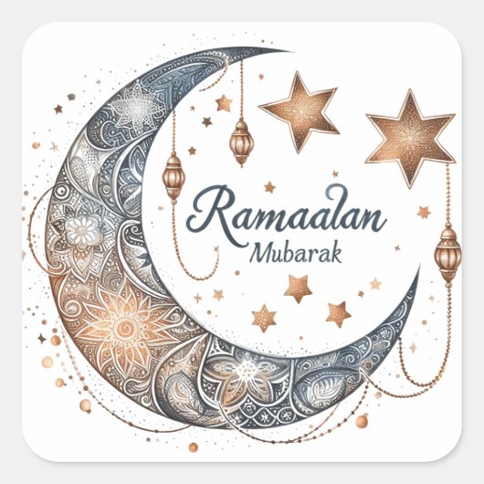 Elegante waterverf Ramadan Kareem Mubarak Vierkante Sticker (Voorkant)
