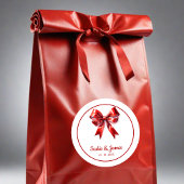Elegante Waterverf Red Bow Wedding Favoriet Sticke Ronde Sticker