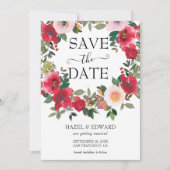Elegante Waterverf Red Rose Floral Save the Date Kaart (Voorkant)