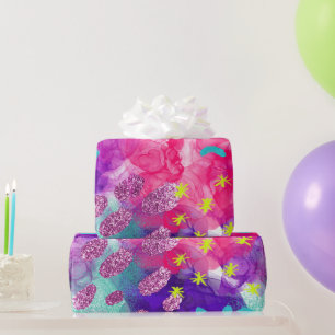 Elegante waterverf regenboog neon iriserend patroo cadeaupapier