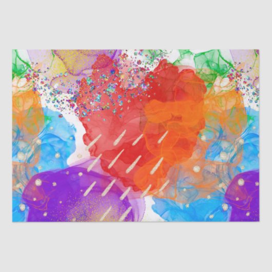 Elegante Waterverf Regenboog Pride Alcoholinkt Tissuepapier (Voorkant)