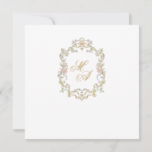 Elegante Waterverf Retro Bloemen Lijst Bruids Show Kaart (Achterkant)