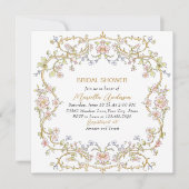 Elegante Waterverf Retro Bloemen Lijst Bruids Show Kaart (Voorkant)