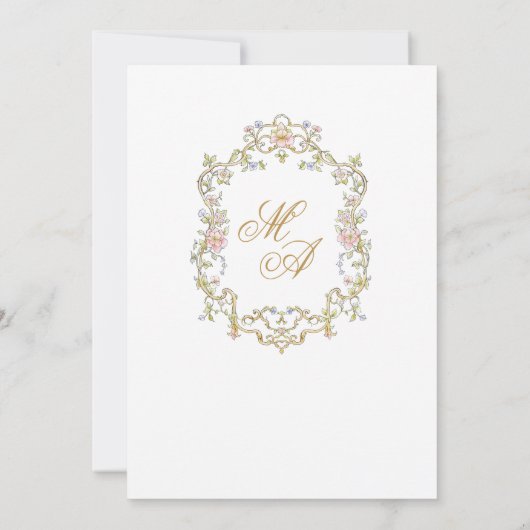 Elegante Waterverf Retro Flowers Lijst Baby shower Kaart (Achterkant)