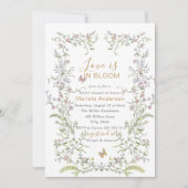 Elegante Waterverf Retro Golden Flowers Bridal SH Kaart (Voorkant)