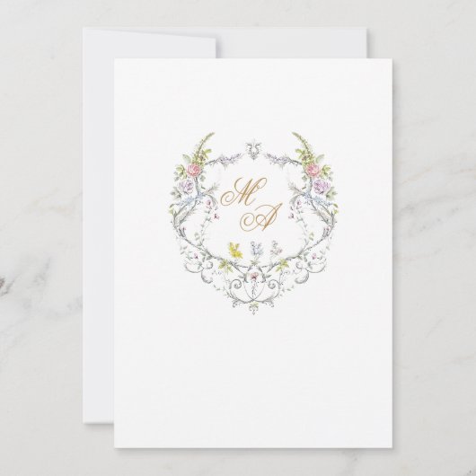 Elegante Waterverf Retro Golden Flowers Bridal SH Kaart (Achterkant)