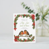 Elegante waterverf robijnen en krans Kerstmis Feestdagenkaart (Staand voorkant)