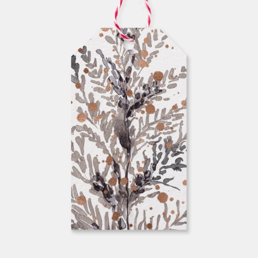 Elegante Waterverf Robin Christmas Branch Cadeaulabel (Achterkant)