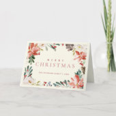 Elegante Waterverf rode bessen poinsettia niet fot Feestdagen Kaart (Voorkant)