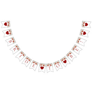 Elegante Waterverf Rode Bloemen Winterbruid om te Vlaggetjes