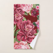 Elegante Waterverf rode bloemetjes en groen Bad Handdoek (Handdoek)