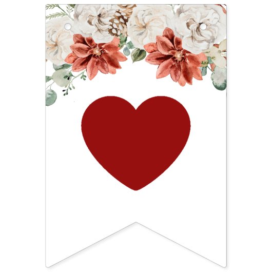 Elegante Waterverf Rode Bloemige Winter Bruid Word Vlaggetjes (Eerste vlag)