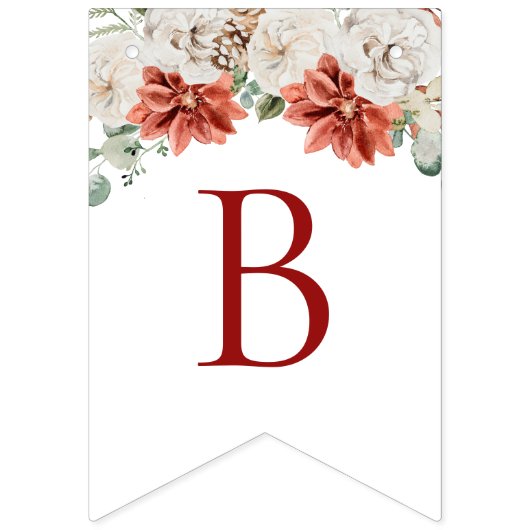 Elegante Waterverf Rode Bloemige Winter Bruid Word Vlaggetjes (Derde vlag)