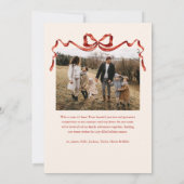 Elegante Waterverf rode boog kerst twee foto Feestdagenkaart (Achterkant)