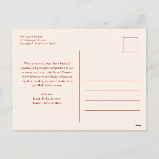 Elegante Waterverf rode boog kerstfoto Feestdagenkaart (Achterkant)