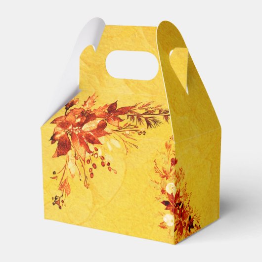 Elegante Waterverf rode en gouden poinsettia bruil Bedankdoosjes (Achterkant)