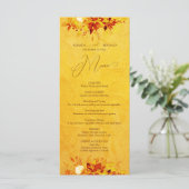 Elegante Waterverf rode en gouden poinsettia bruil Menu (Staand voorkant)