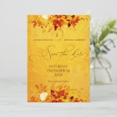 Elegante Waterverf rode en gouden poinsettia bruil Save The Date (Staand voorkant)