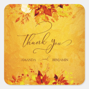 Elegante Waterverf rode en gouden poinsettia bruil Vierkante Sticker