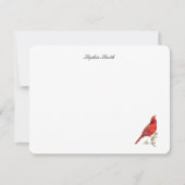 Elegante waterverf Rode Kardinaal vogel plat Bedankkaart (Voorkant)