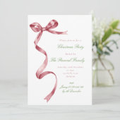 Elegante Waterverf rode lint boog kerstfeest Kaart (Staand voorkant)