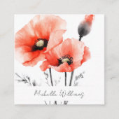 Elegante Waterverf rode papaver bloem Vierkante Visitekaartje (Voorkant)
