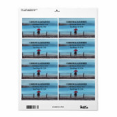 Elegante Waterverf Rode Paraplu Koppel Trouw  Etiket (Full Sheet)