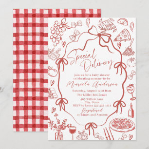 Elegante Waterverf Rode Pasta Speciale Levering Ba Kaart